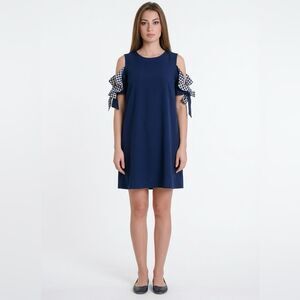 After Market Navy cold shoulder dress
